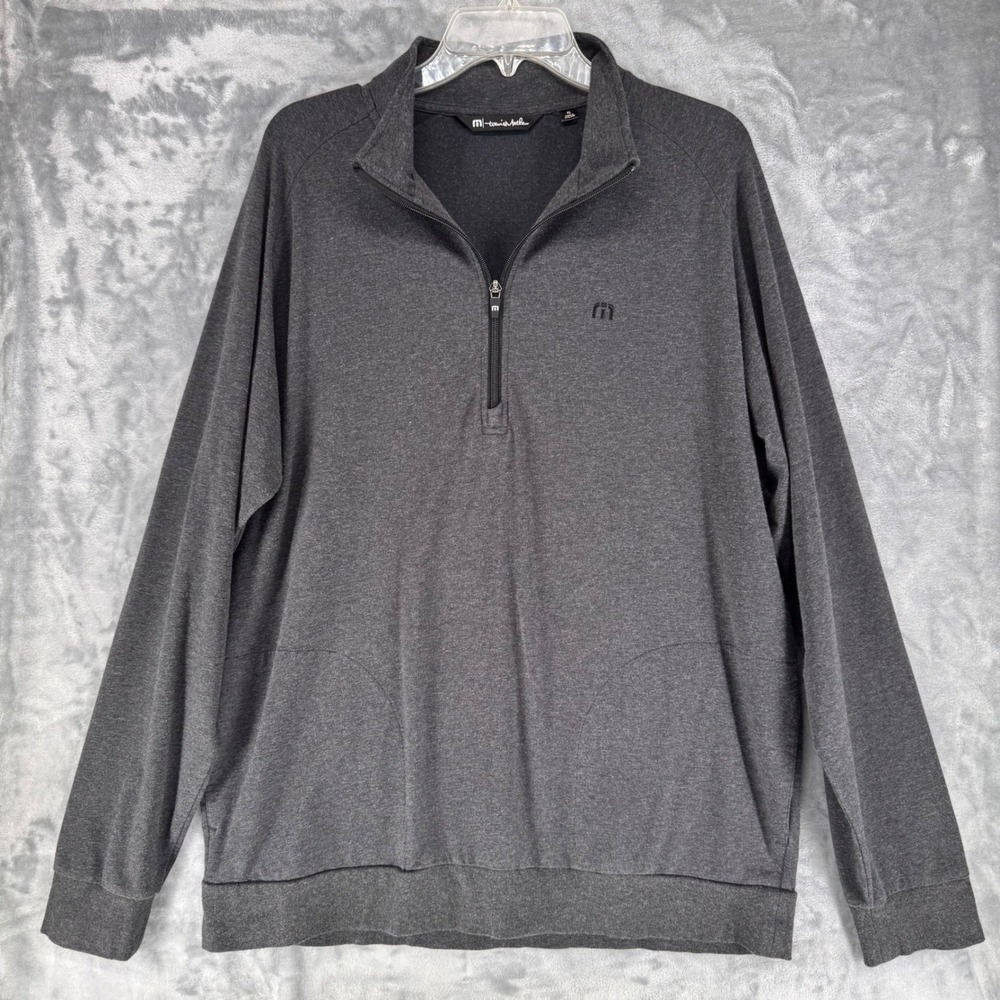 Travis Mathew Mens Gray Quarter Zip Long Sleeve‎ Pullover Sweater XL